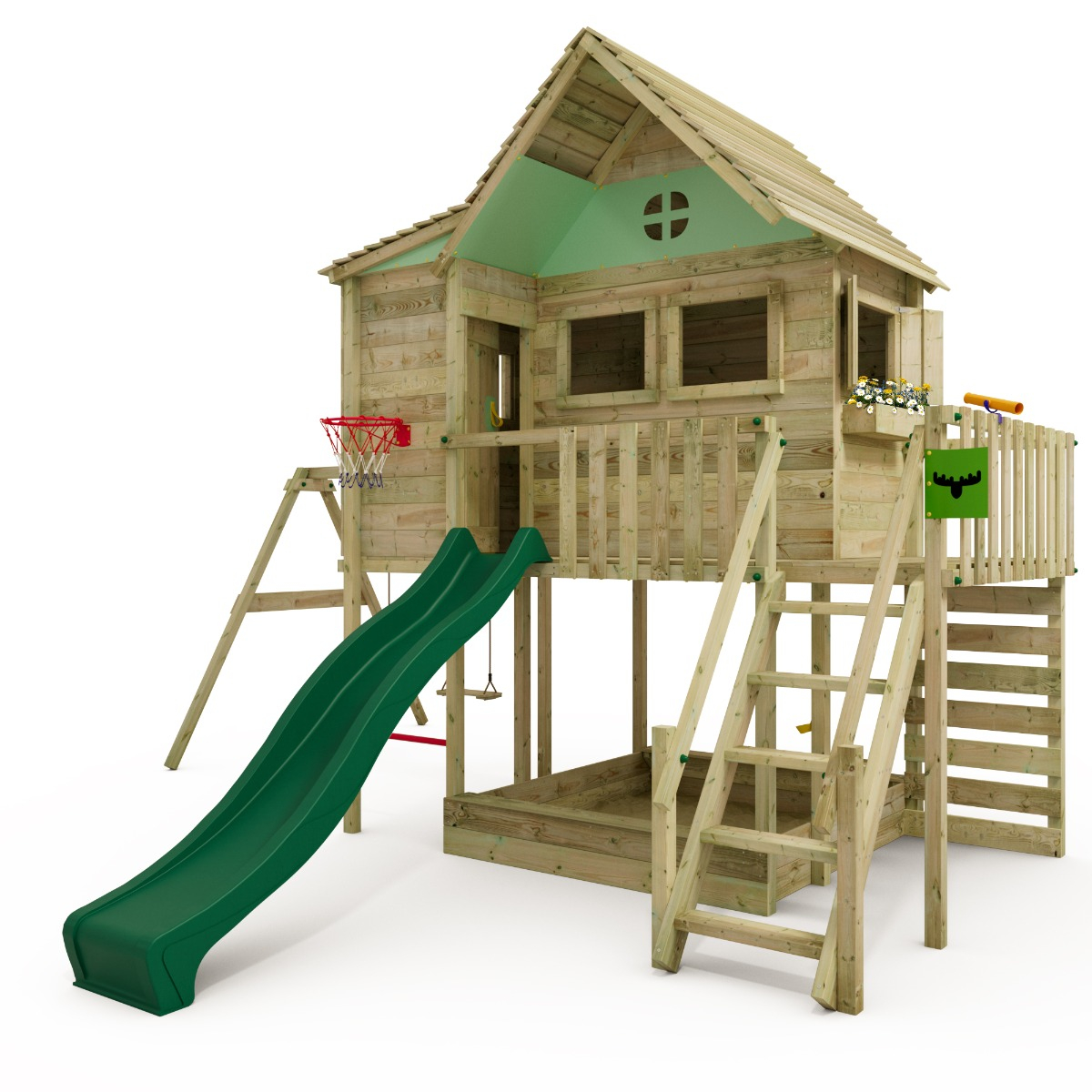 Tower playhouse with slide EcoEvergreen Fatmoose