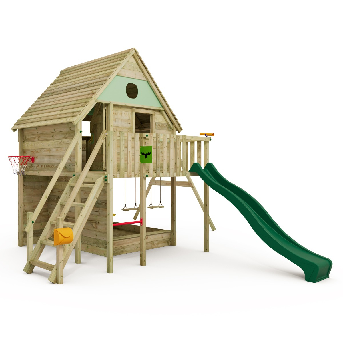 Wooden clubhouse with slide discount