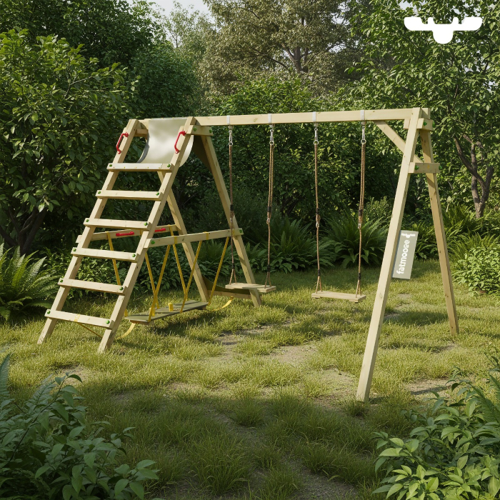 Wooden double swing JollyJade Wave XXL | Fatmoose.co.uk