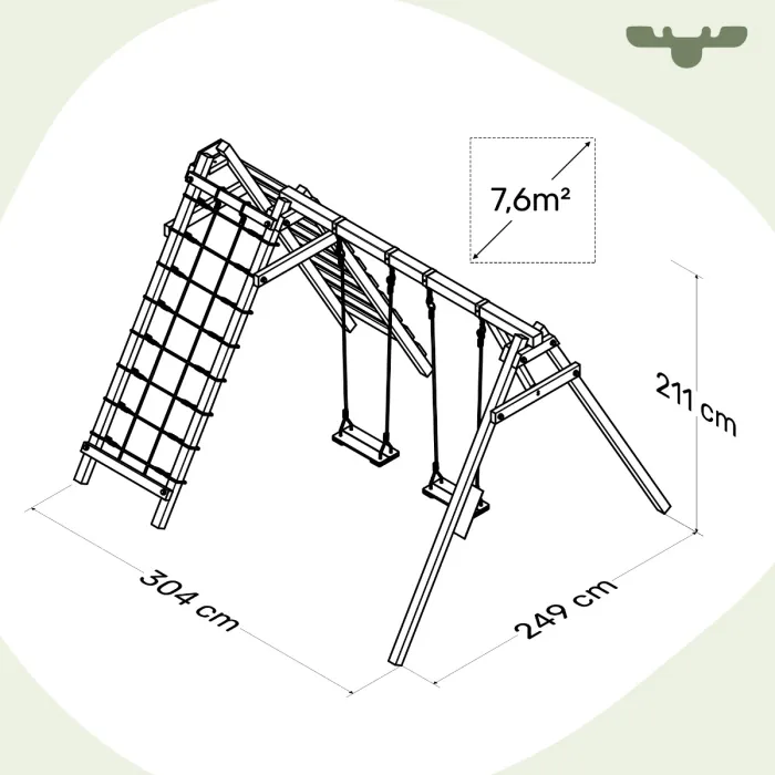 Wooden double swing set JollyJungle Wild XXL | Fatmoose.co.uk