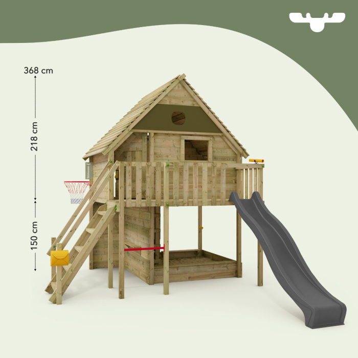 Kids tower playhouse with slide and swing | Fatmoose.co.uk