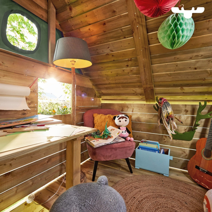 Kids tower playhouse with slide and swing | Fatmoose.co.uk